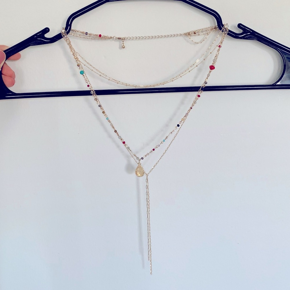 Free People Chain/beaded layered necklace